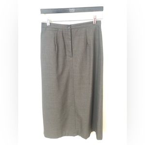 Menswear-look wool gabardine long pencil skirt